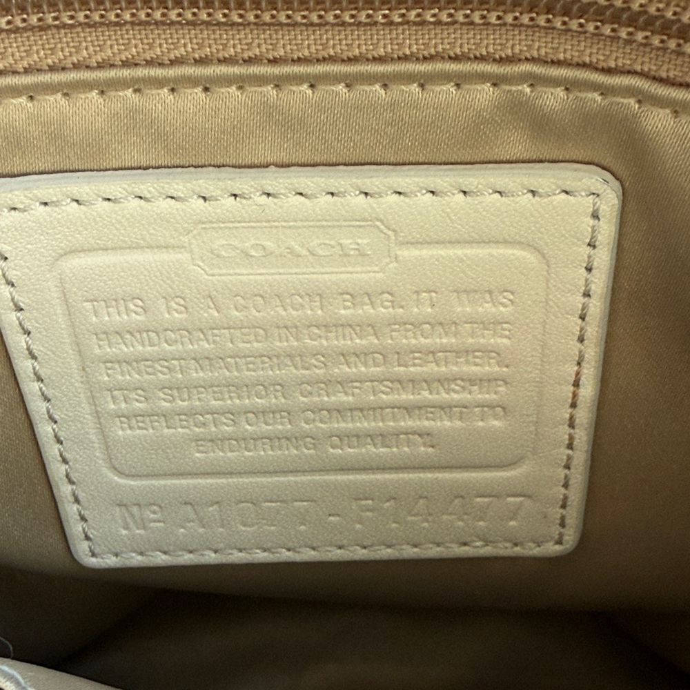 Coach Teal Signature Stripe Tote with Ivory Trim - Picture 9 of 15